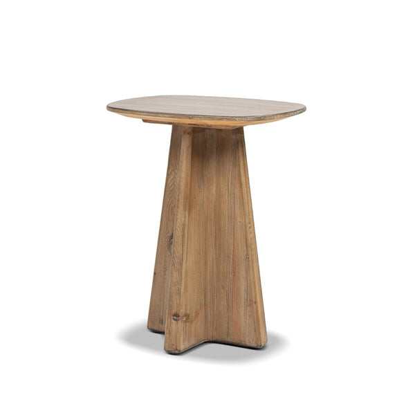 English Elm Clarence Reclaimed Pine Pedestal End Table Rustic Organic Accent for Living Room B2719P509075