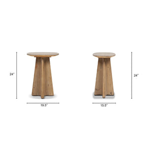 English Elm Clarence Reclaimed Pine Pedestal End Table Rustic Organic Accent for Living Room B2719P509075