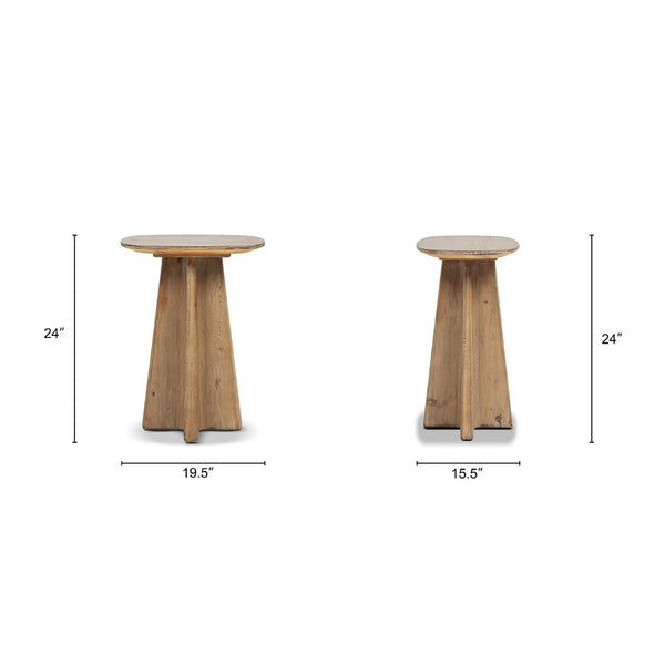 English Elm Clarence Reclaimed Pine Pedestal End Table Rustic Organic Accent for Living Room B2719P509075