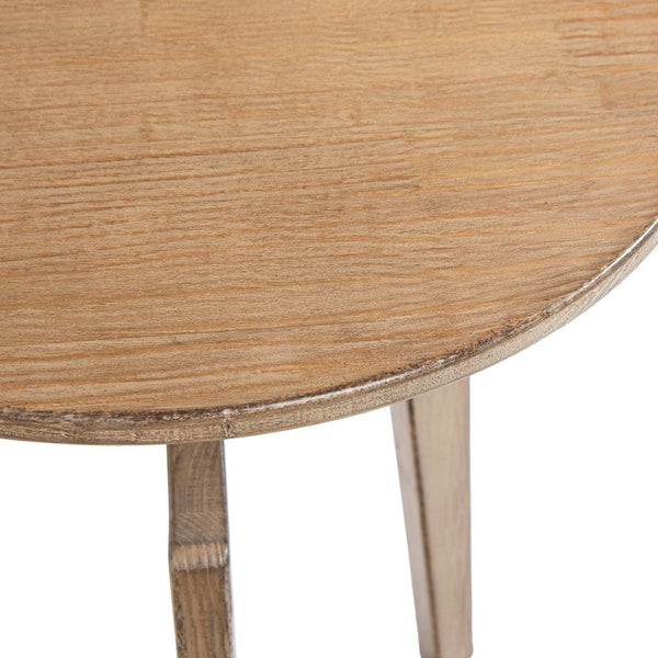 English Elm Carmel Round Reclaimed Pine Side Table Sculptural Open Base for Living or Bedroom B2719P509076