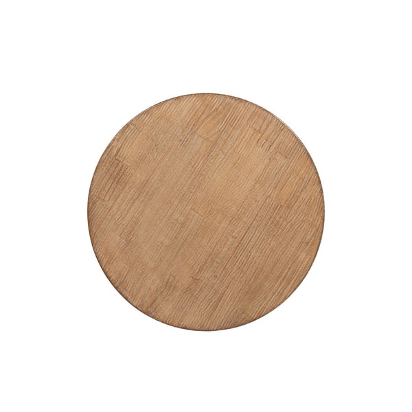 English Elm Carmel Round Reclaimed Pine Side Table Sculptural Open Base for Living or Bedroom B2719P509076
