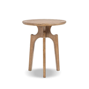 English Elm Carmel Round Reclaimed Pine Side Table Sculptural Open Base for Living or Bedroom B2719P509076