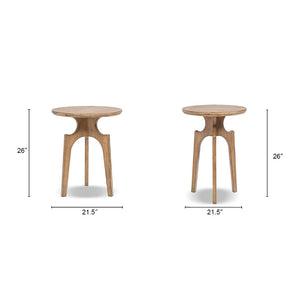 English Elm Carmel Round Reclaimed Pine Side Table Sculptural Open Base for Living or Bedroom B2719P509076