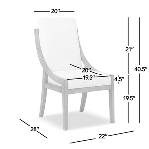 English Elm Lennox Reclaimed Pine High-back Arm Dining Chairs Chenille Upholstered Set of 2 B2719P509077