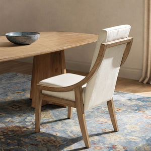 English Elm Lennox Reclaimed Pine High-back Arm Dining Chairs Chenille Upholstered Set of 2 B2719P509077