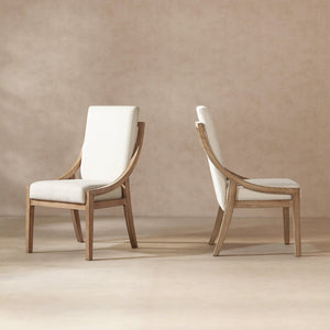 English Elm Lennox Reclaimed Pine High-back Arm Dining Chairs Chenille Upholstered Set of 2 B2719P509077