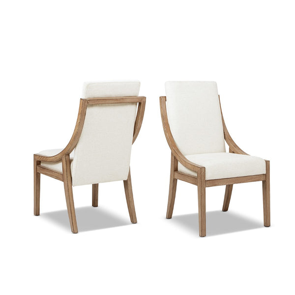 English Elm Lennox Reclaimed Pine High-back Arm Dining Chairs Chenille Upholstered Set of 2 B2719P509077