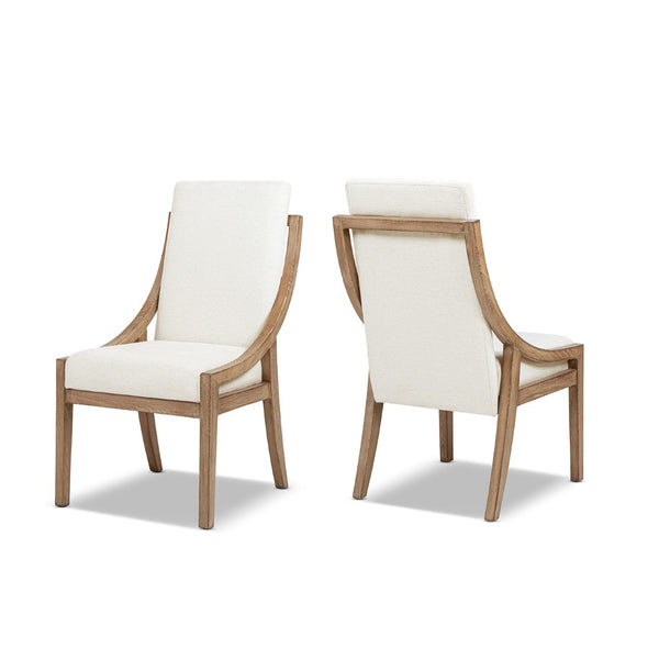 English Elm Lennox Reclaimed Pine High-back Arm Dining Chairs Chenille Upholstered Set of 2 B2719P509077
