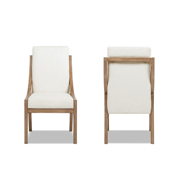 English Elm Lennox Reclaimed Pine High-back Arm Dining Chairs Chenille Upholstered Set of 2 B2719P509077