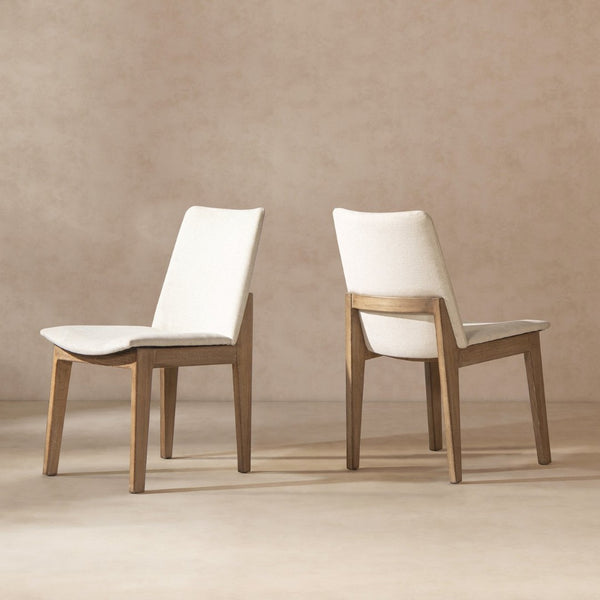 English Elm Auden Reclaimed Pine Chenille Upholstered Dining Chairs Set for Rustic Modern Rooms B2719P509078