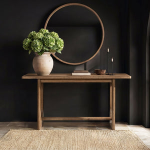 English Elm Turnkey Reclaimed Pine Trestle Console Table Rustic 72 Inch Entryway Sofa Accent B2719P509080