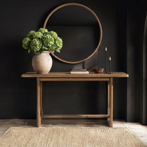 English Elm Turnkey Reclaimed Pine Trestle Console Table Rustic 72 Inch Entryway Sofa Accent B2719P509080