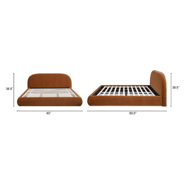 English Elm Archie Puffy Arch Headboard Platform Bed Legless Low Profile Upholstered King Frame B2719P530542