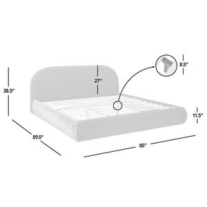 English Elm Archie Puffy Arch Headboard Platform Bed Legless Low Profile Upholstered King Frame B2719P530542