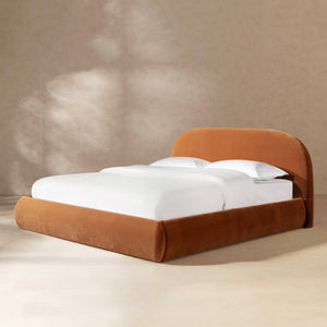 English Elm Archie Puffy Arch Headboard Platform Bed Legless Low Profile Upholstered King Frame B2719P530542
