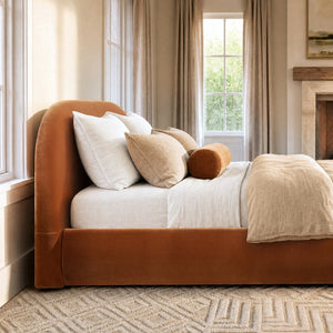 English Elm Archie Puffy Arch Headboard Platform Bed Legless Low Profile Upholstered King Frame B2719P530542