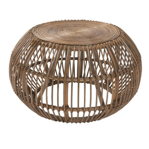 English Elm Bexley Handwoven Round Coffee Table with Organic Grey Wash Finish for Coastal Living B2723P240967