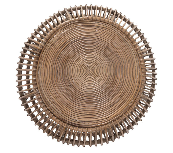 English Elm Bexley Handwoven Round Coffee Table with Organic Grey Wash Finish for Coastal Living B2723P240967