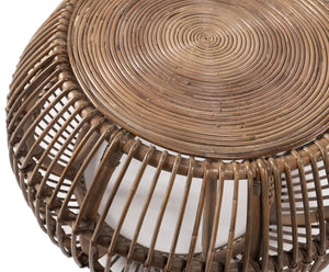 English Elm Bexley Handwoven Round Coffee Table with Organic Grey Wash Finish for Coastal Living B2723P240967