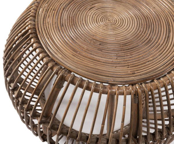 English Elm Bexley Handwoven Round Coffee Table with Organic Grey Wash Finish for Coastal Living B2723P240967