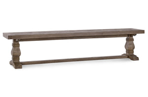 English Elm Caleb Reclaimed Solid Wood Farmhouse Bench with Hand-carved Pedestal Base for Entryway B2723P240968