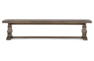 English Elm Caleb Reclaimed Solid Wood Farmhouse Bench with Hand-carved Pedestal Base for Entryway B2723P240968