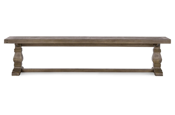 English Elm Caleb Reclaimed Solid Wood Farmhouse Bench with Hand-carved Pedestal Base for Entryway B2723P240968