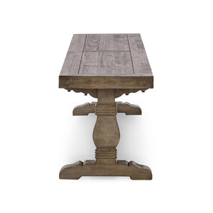 English Elm Caleb Reclaimed Solid Wood Farmhouse Bench with Hand-carved Pedestal Base for Entryway B2723P240968