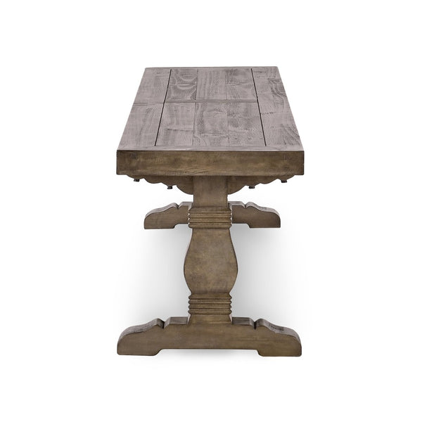 English Elm Caleb Reclaimed Solid Wood Farmhouse Bench with Hand-carved Pedestal Base for Entryway B2723P240968