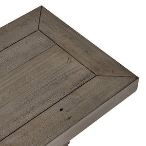 English Elm Caleb Reclaimed Solid Wood Farmhouse Bench with Hand-carved Pedestal Base for Entryway B2723P240968