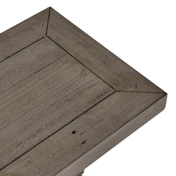 English Elm Caleb Reclaimed Solid Wood Farmhouse Bench with Hand-carved Pedestal Base for Entryway B2723P240968