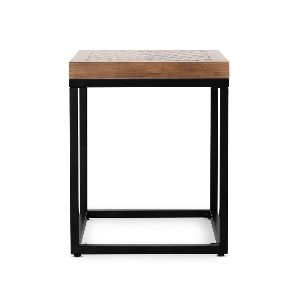 English Elm Chantel Reclaimed Wood End Table Herringbone Top Hand Distressed Rustic Modern Accent B2723P240970