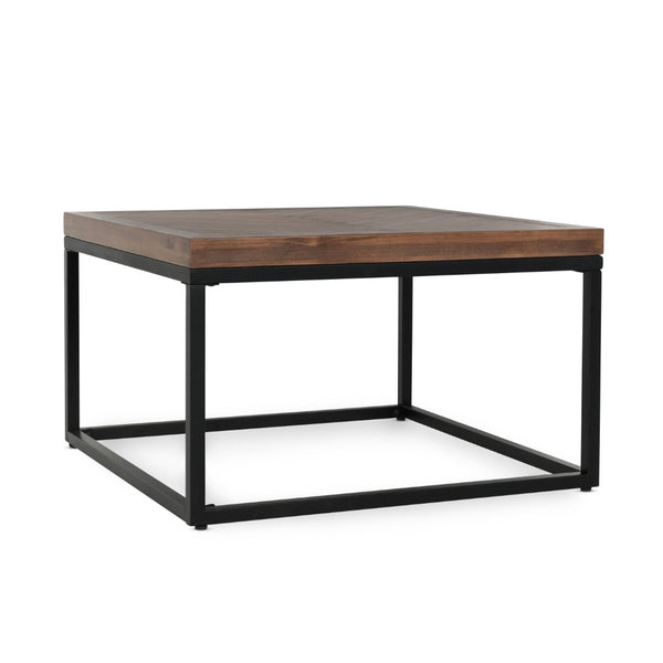 English Elm Chantel Reclaimed Wood Square Coffee Table Herringbone Top for Farmhouse Living Rooms B2723P240971