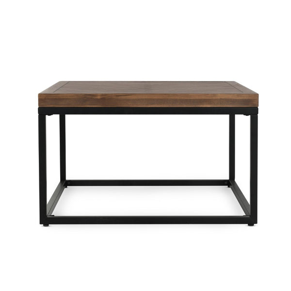 English Elm Chantel Reclaimed Wood Square Coffee Table Herringbone Top for Farmhouse Living Rooms B2723P240971