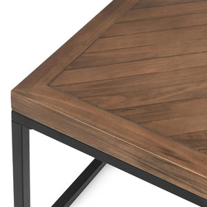 English Elm Chantel Reclaimed Wood Square Coffee Table Herringbone Top for Farmhouse Living Rooms B2723P240971