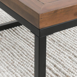 English Elm Chantel Reclaimed Wood Square Coffee Table Herringbone Top for Farmhouse Living Rooms B2723P240971