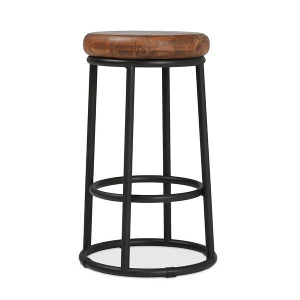 English Elm Jaden Reclaimed Wood Counter Stool Handcrafted Iron Base Rustic Farmhouse Seating B2723P240972