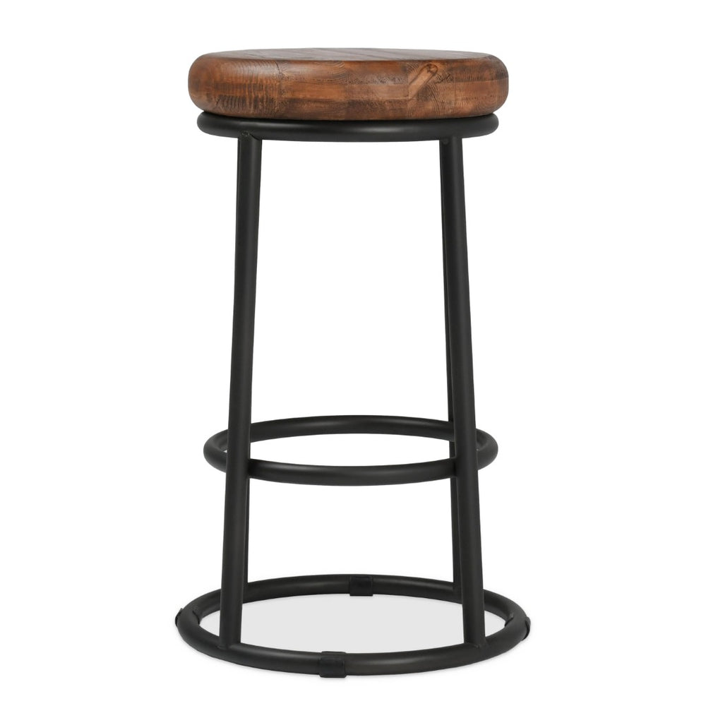English Elm Jaden Reclaimed Wood Counter Stool Handcrafted Iron Base Rustic Farmhouse Seating B2723P240972