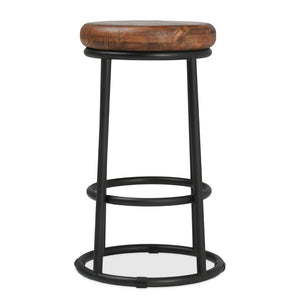 English Elm Jaden Reclaimed Wood Counter Stool Handcrafted Iron Base Rustic Farmhouse Seating B2723P240972