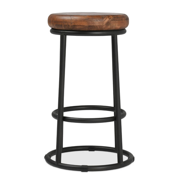 English Elm Jaden Reclaimed Wood Counter Stool Handcrafted Iron Base Rustic Farmhouse Seating B2723P240972
