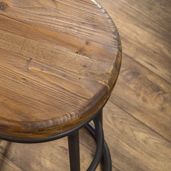 English Elm Jaden Reclaimed Wood Counter Stool Handcrafted Iron Base Rustic Farmhouse Seating B2723P240972