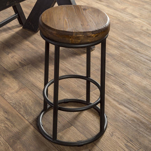 English Elm Jaden Reclaimed Wood Counter Stool Handcrafted Iron Base Rustic Farmhouse Seating B2723P240972