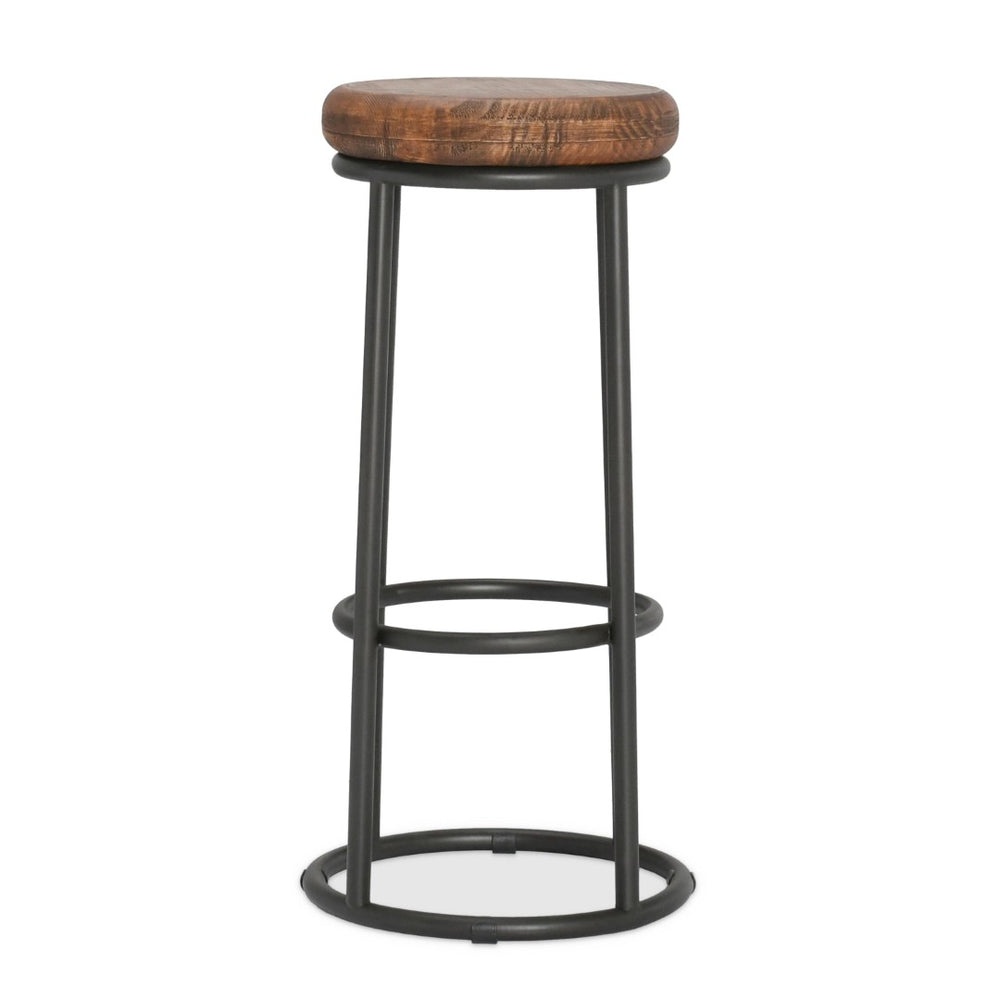 English Elm Jaden Reclaimed Wood Bar Stool with Iron Frame Rustic Distressed Finish for Home Bars B2723P240973
