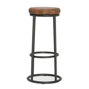English Elm Jaden Reclaimed Wood Bar Stool with Iron Frame Rustic Distressed Finish for Home Bars B2723P240973