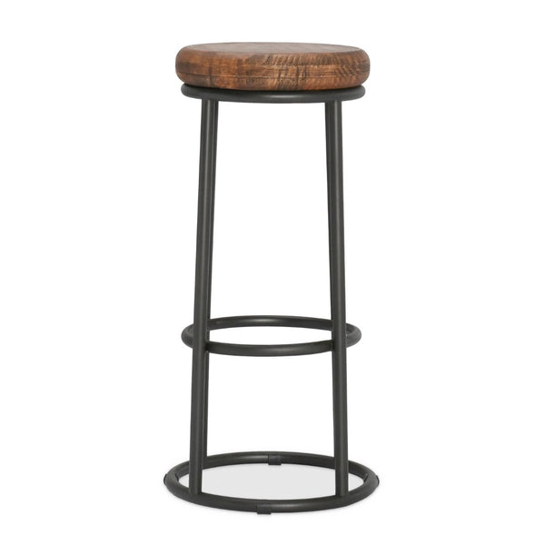 English Elm Jaden Reclaimed Wood Bar Stool with Iron Frame Rustic Distressed Finish for Home Bars B2723P240973