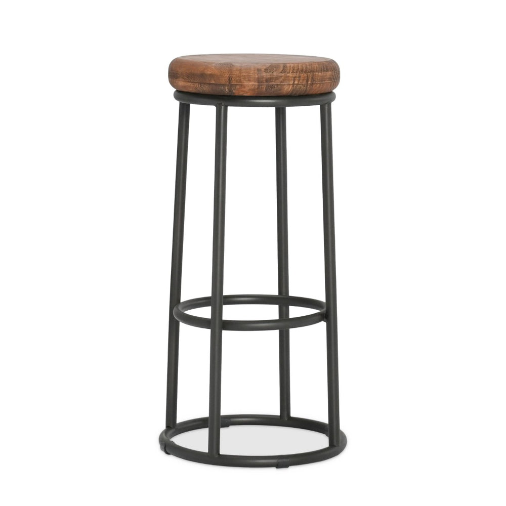 English Elm Jaden Reclaimed Wood Bar Stool with Iron Frame Rustic Distressed Finish for Home Bars B2723P240973