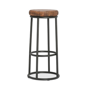 English Elm Jaden Reclaimed Wood Bar Stool with Iron Frame Rustic Distressed Finish for Home Bars B2723P240973