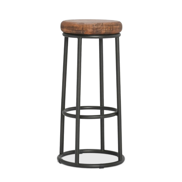 English Elm Jaden Reclaimed Wood Bar Stool with Iron Frame Rustic Distressed Finish for Home Bars B2723P240973
