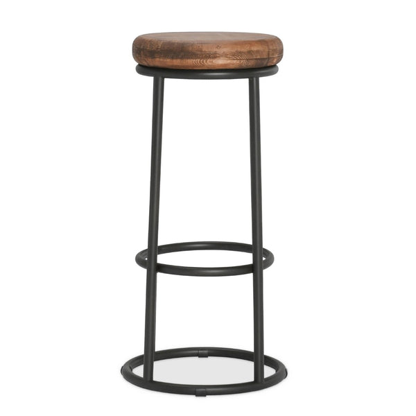 English Elm Jaden Reclaimed Wood Bar Stool with Iron Frame Rustic Distressed Finish for Home Bars B2723P240973