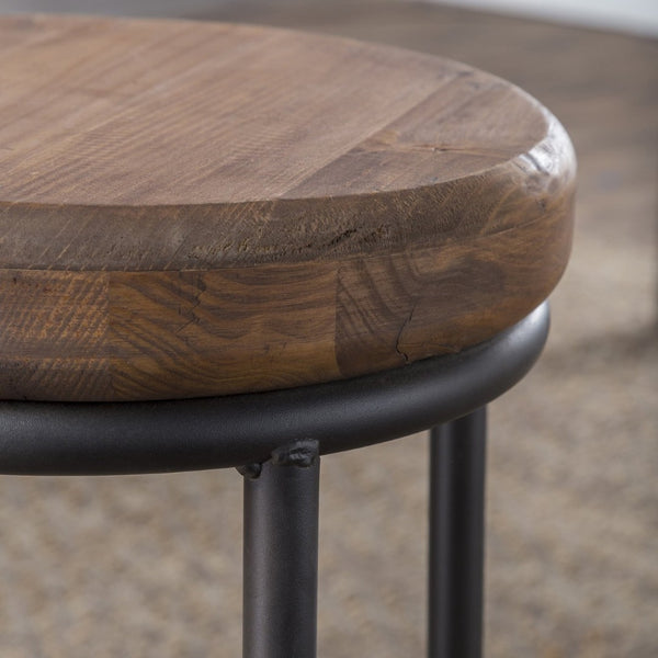 English Elm Jaden Reclaimed Wood Bar Stool with Iron Frame Rustic Distressed Finish for Home Bars B2723P240973